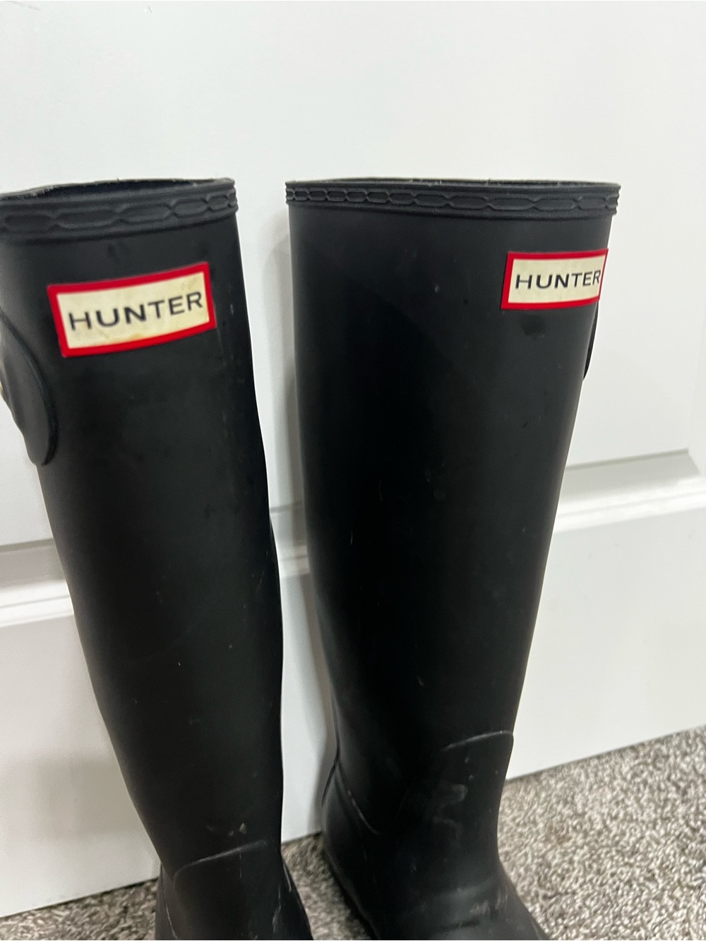Hunter Womens Black Matte Rubber Rain BOOTS Original Tall Size 9 - Picture 4 of 9
